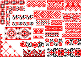 Set of 25 Seamless Ethnic Patterns for Embroidery Stitch - obrazy, fototapety, plakaty
