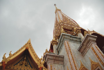 Fototapeta na wymiar A tower of Wat Chalong temple, Phuket, Thailand 