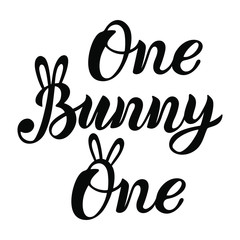Bunny, One handwritten lettering as patch, stick cake topper, laser cut plastic, wooden toppers. Props for First Year Baby Anniversary, Birthday party