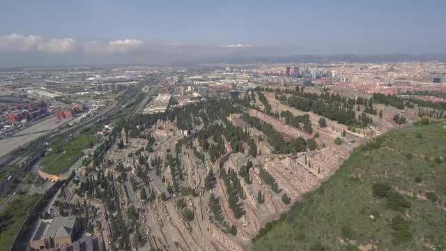 Montjuic cemetery. Barcelona. Aerial shot.