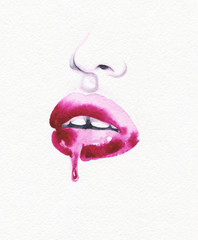 Obraz premium lips. fashion illustration. watercolor painting