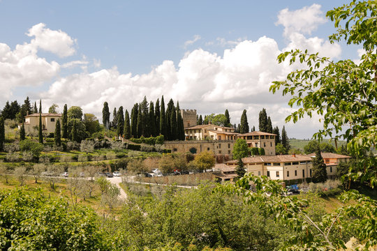Toscana, Greve in Chianti, Chianti, Italien, Wein, Weinprobe,Rotwein, Weingut, Castello, Stadtansicht, Piazza, 