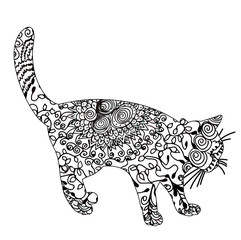vector silhouette cat silhouette on white background
