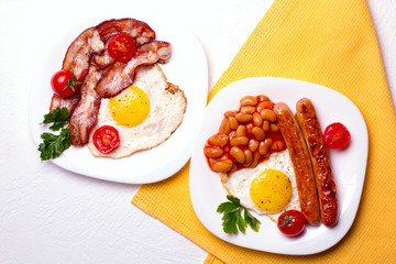 Fototapeta na wymiar Breakfast with fried eggs