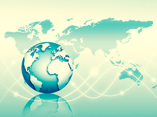 Fototapeta premium Best Internet Concept of global business. Globe, glowing lines on technological background. Wi-Fi, rays, symbols Internet, 3D illustration