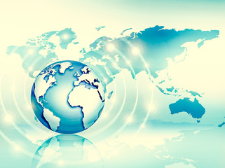 Best Internet Concept of global business. Globe, glowing lines on technological background. Wi-Fi, rays, symbols Internet, 3D illustration