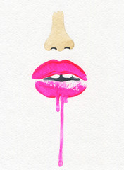 lips. fashion illustration. watercolor painting