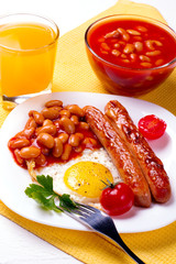 Breakfast with fried eggs