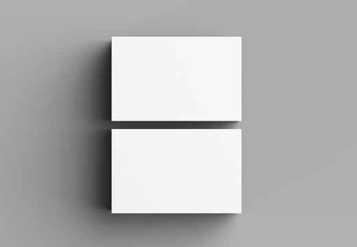 Business card mock up isolated on gray background. Horizontal. 3D illustrating.