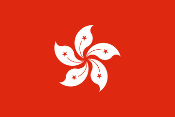 The Flag of Hong Kong. National symbol of the state. Vector illustration. - obrazy, fototapety, plakaty