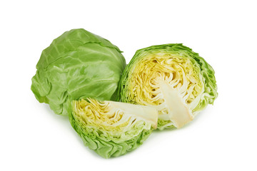 green cabbage on white