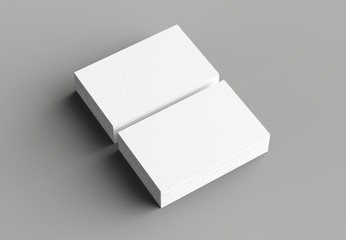 Business card mock up isolated on gray background. Horizontal. 3D illustrating.