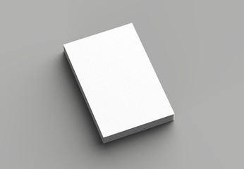 Business card mock up isolated on gray background. Vertical. 3D illustrating.