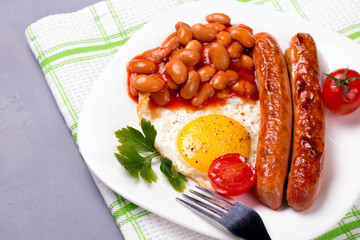 Breakfast with fried eggs