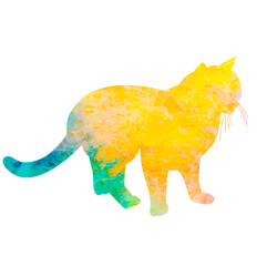 vector, watercolor silhouette cat