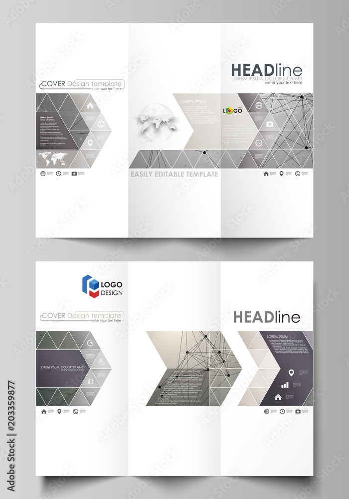 Poster tri-fold brochure business templates on both sides. easy editable abstract vector layout in flat des