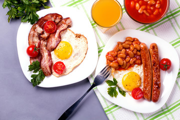 Breakfast with fried eggs