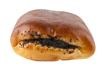 bun with poppy seeds isolated on white background