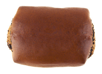 bun with poppy seeds isolated on white background