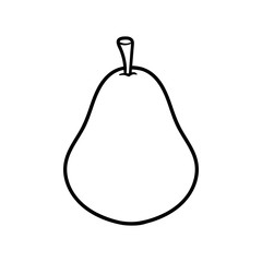 Cartoon Pear Black Line White Background