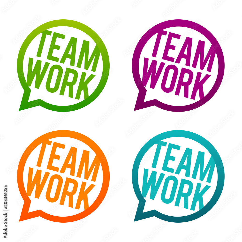 Poster teamwork round buttons. circle eps10 vector.
