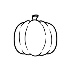 Cartoon Pumpkin Black Line White Background
