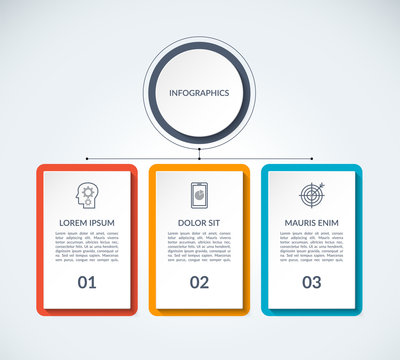 Infographic chart of 3 tabs, options, bars. Can be used as a diagram, graph, data table for business infographics, presentation, annual report, web design.