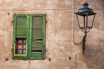 Fototapeta na wymiar Rosignano Marittimo, Tuscany, Livorno - Windows green