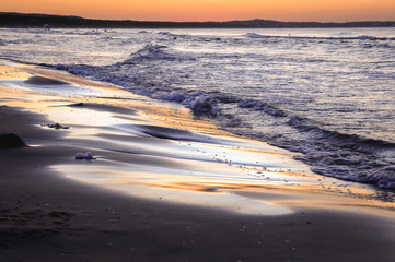 Baltic Sea beach in Swinoujscie coastal city in West Pomeranian Poland