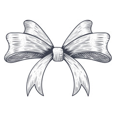 Ribbon bow. Black hand drawn sketch