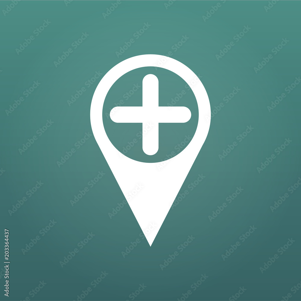 Poster add location map pin flat design style modern icon, pointer minimal vector symbol, marker sign. vect