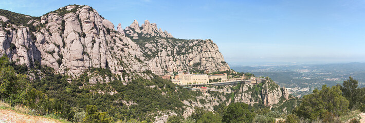 Panorama of Montserrat Monastery. Mountains. Catalonia. Spai