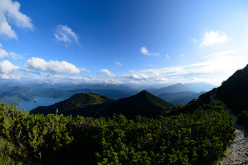 Blick über die Alpen und den Walchensee