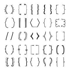 Sketched brackets set. Cute hand drawn brackets graphic elements for design - obrazy, fototapety, plakaty