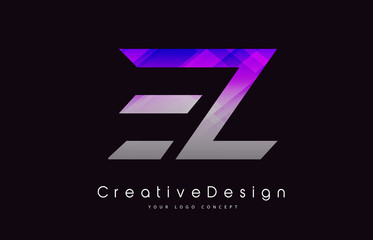 EZ Letter Logo Design. Purple Texture Creative Icon Modern Letters Vector Logo.