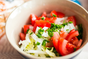 Fresh tomato and Chinese cabbage salad