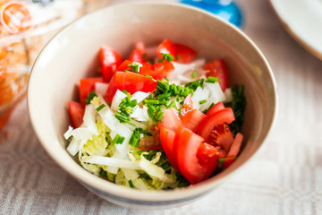 Fresh tomato and Chinese cabbage salad