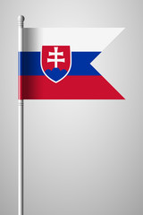 Flag of Slovakia. National Flag on Flagpole. Isolated Illustration on Gray