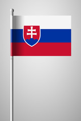 Flag of Slovakia. National Flag on Flagpole. Isolated Illustration on Gray