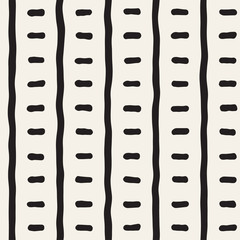 Obraz premium Hand drawn style seamless pattern. Abstract grungy geometric shapes background in black and white.