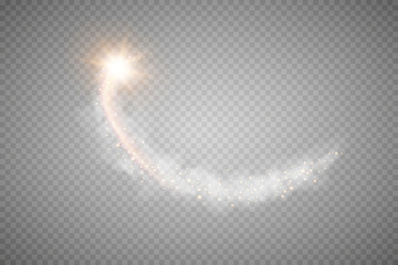 Vector airplane condensation trail. Smoke isolated on transparent background