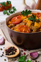 Thick soup with meat