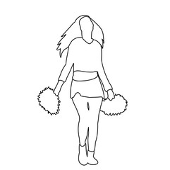 sketch girl cheerleader on white background, icon, isolated, vector
