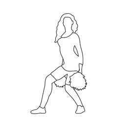 sketch girl cheerleader on white background, icon, isolated, vector