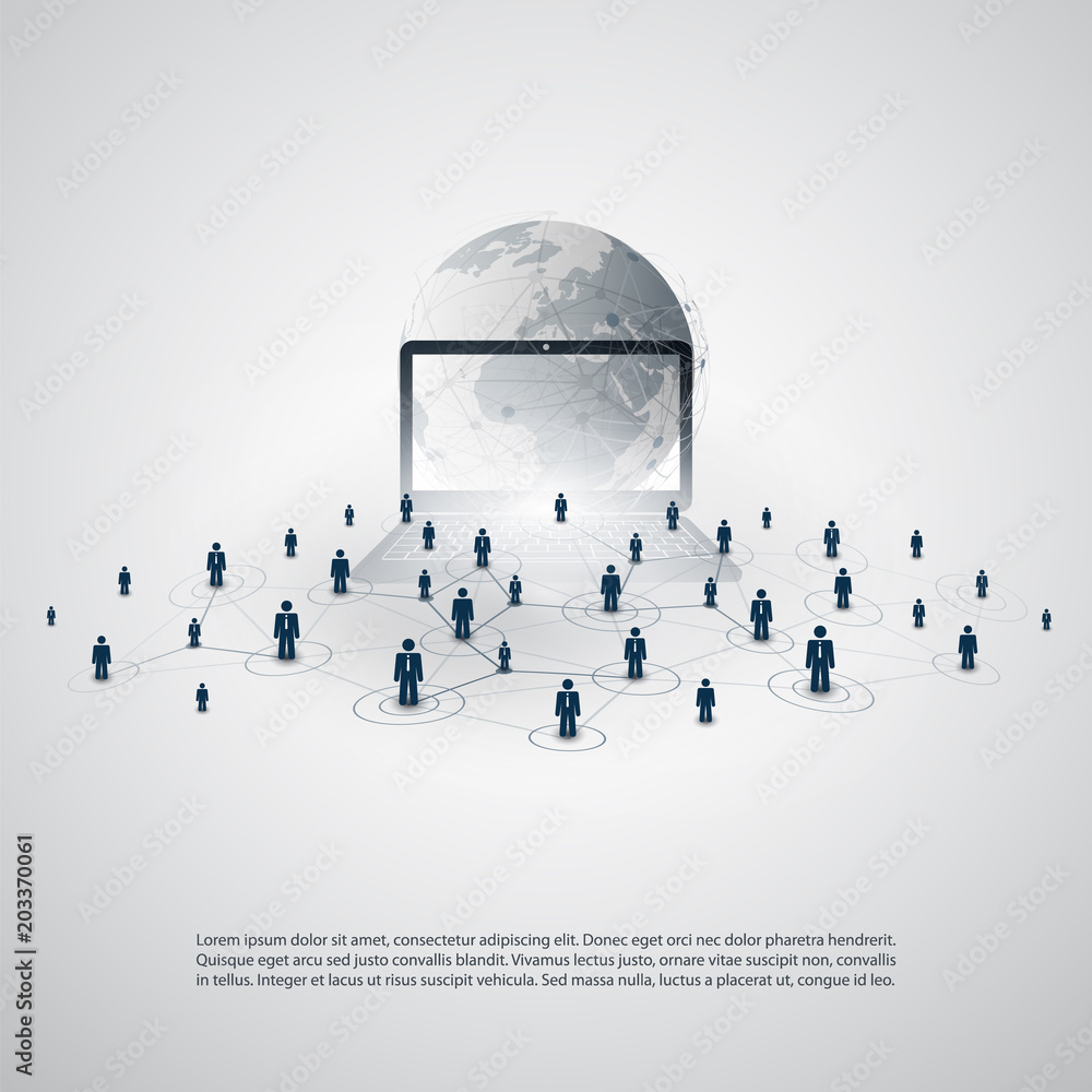 Poster networks - business connections - abstract cloud computing and global network connections concept de