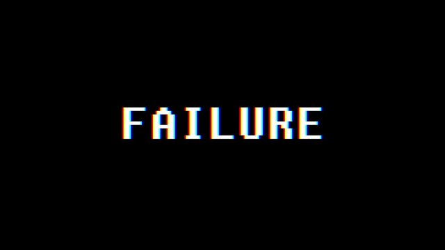 retro videogame FAILURE word text computer old tv glitch interference noise screen animation seamless loop New quality universal vintage motion dynamic animated background colorful joyful video m