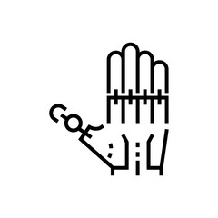 Robotic hand - line design single isolated icon