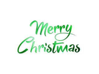 Green glitter isolated hand writing word MERRY CHRISTMAS