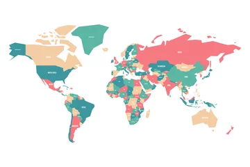 Crédence de cuisine en verre imprimé Carte du monde Colorful map of World. Simplified vector map with country name labels.