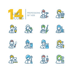 Professions - set of line design style icons